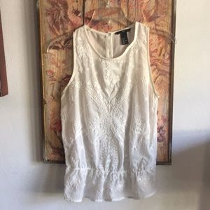 HM H&M BRAND BOHO IVORY SHEER FLORAL EMBROIDERED FLORAL TANK TOP BLOUSE 4